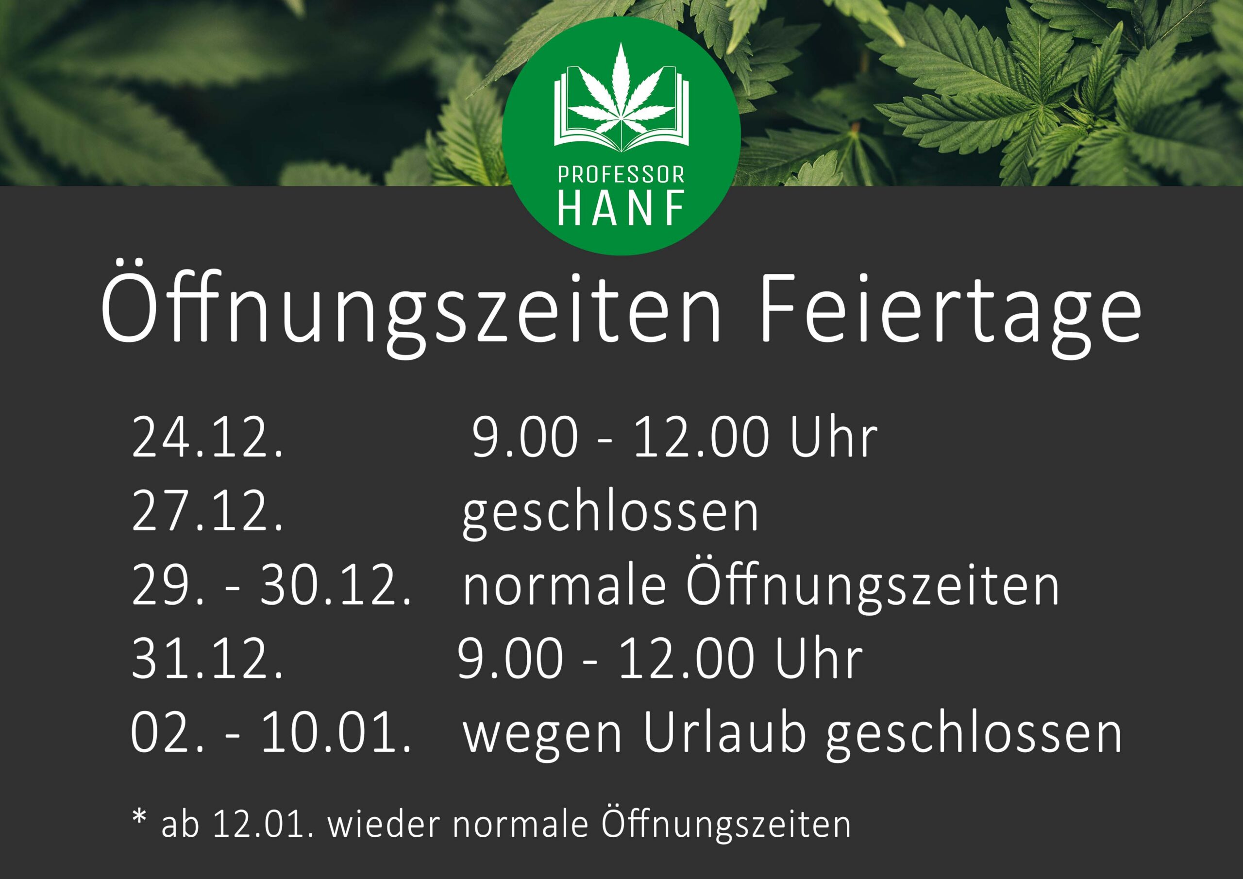 Öffnungszeiten Feiertage