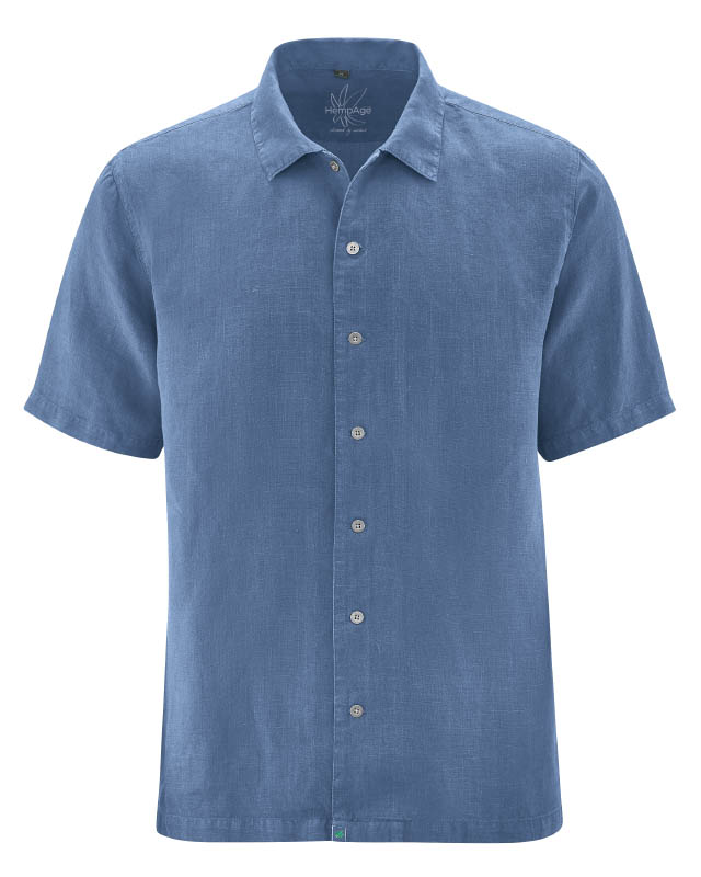 HempAge Herren 100% Hanf Kurzarmhemd, casual fit